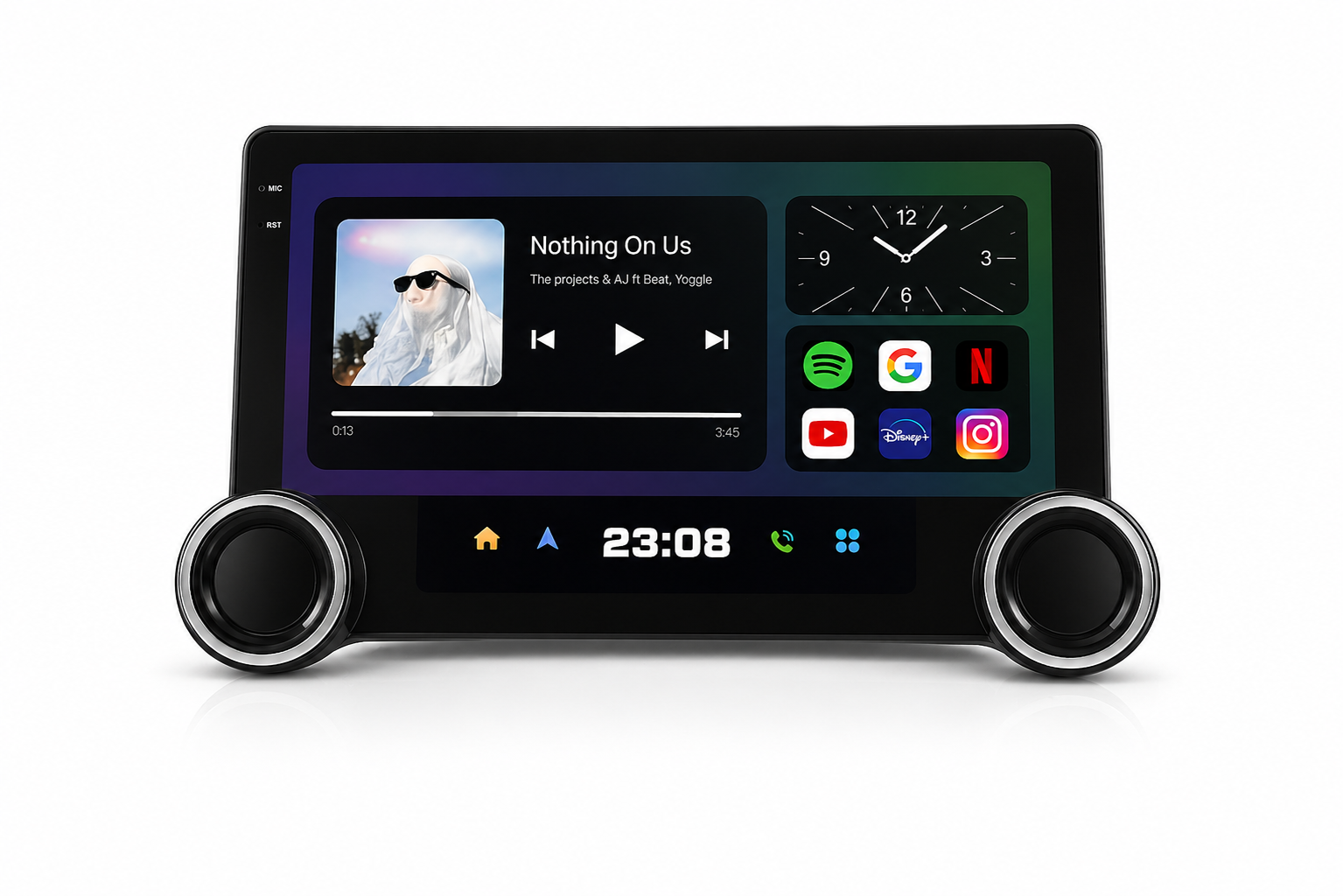 YONKERS Android car player dashboard media and navigation display